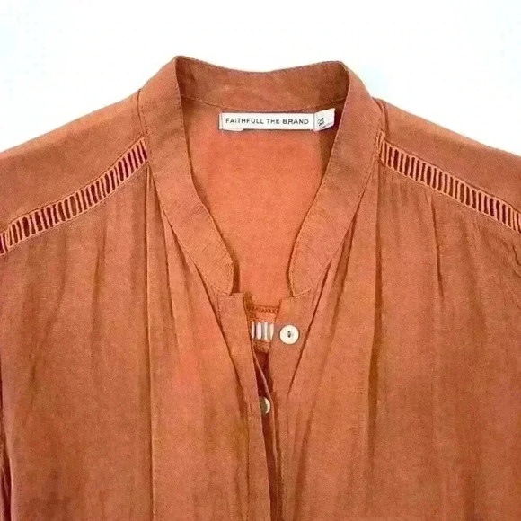 Faithful The Brand Sleeveless Rust Brown Dress Long Shirt Button Down Size XS - Picture 13 of 13
